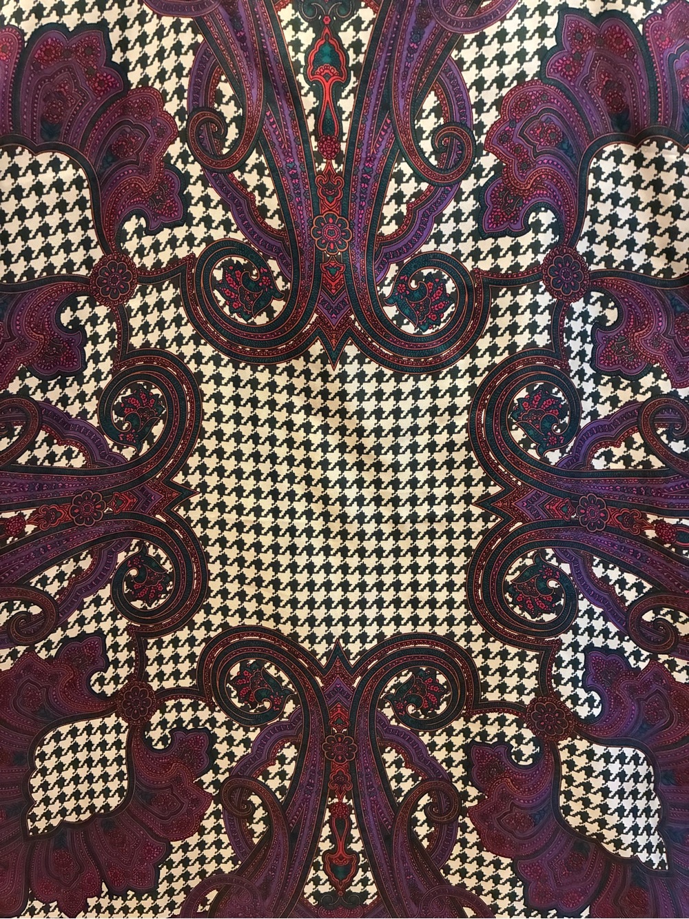 Christian Dior Silk Scarf in Plum and Deep Green - Picture 3 of 6